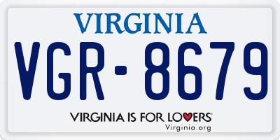 VA license plate VGR8679