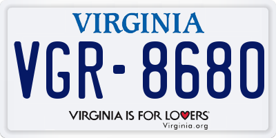 VA license plate VGR8680