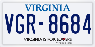 VA license plate VGR8684