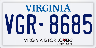 VA license plate VGR8685
