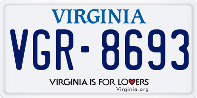 VA license plate VGR8693