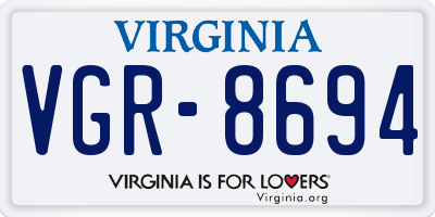 VA license plate VGR8694