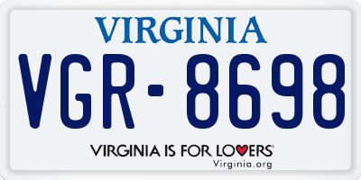 VA license plate VGR8698