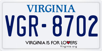VA license plate VGR8702