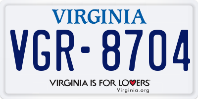 VA license plate VGR8704