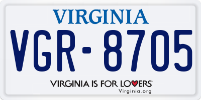 VA license plate VGR8705