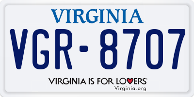 VA license plate VGR8707