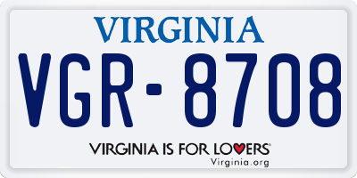VA license plate VGR8708