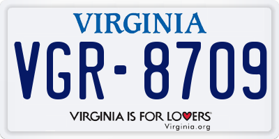 VA license plate VGR8709