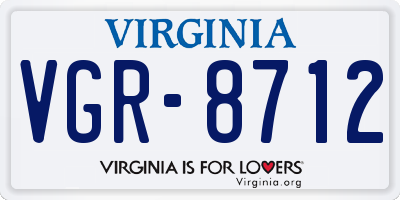 VA license plate VGR8712