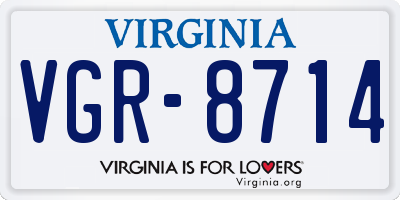 VA license plate VGR8714