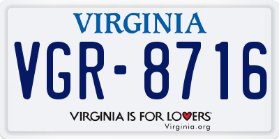 VA license plate VGR8716