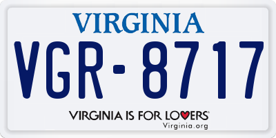 VA license plate VGR8717
