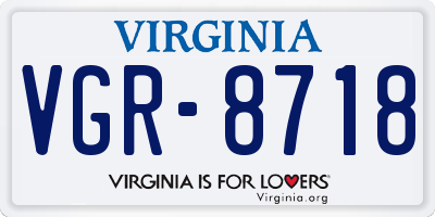 VA license plate VGR8718