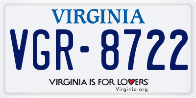 VA license plate VGR8722