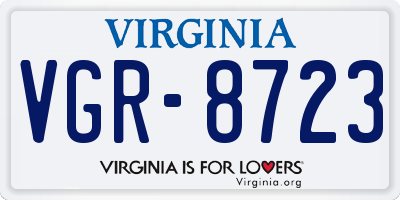 VA license plate VGR8723