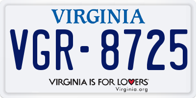 VA license plate VGR8725