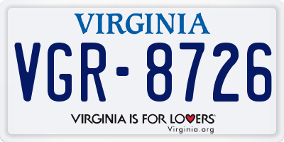 VA license plate VGR8726