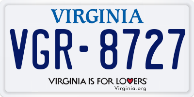 VA license plate VGR8727