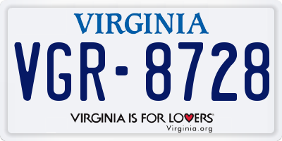 VA license plate VGR8728