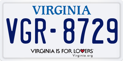 VA license plate VGR8729