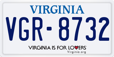 VA license plate VGR8732