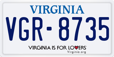 VA license plate VGR8735