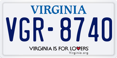 VA license plate VGR8740