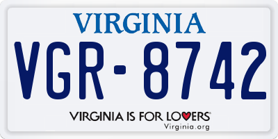 VA license plate VGR8742
