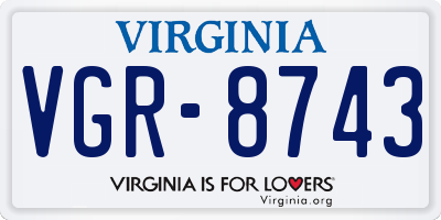VA license plate VGR8743