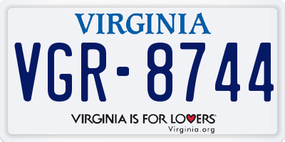 VA license plate VGR8744