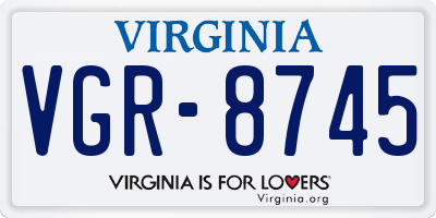 VA license plate VGR8745