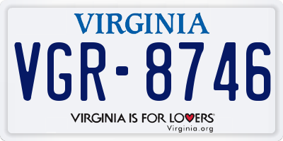 VA license plate VGR8746