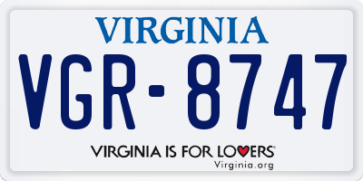 VA license plate VGR8747