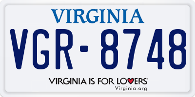 VA license plate VGR8748