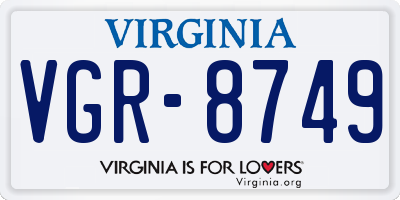 VA license plate VGR8749