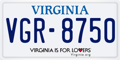 VA license plate VGR8750