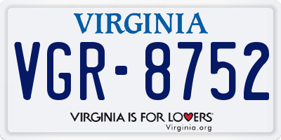 VA license plate VGR8752