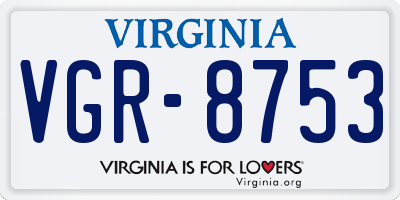 VA license plate VGR8753