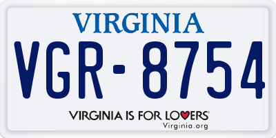VA license plate VGR8754