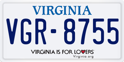 VA license plate VGR8755