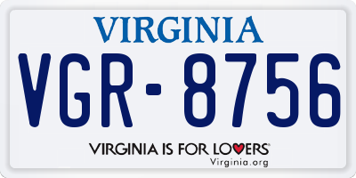 VA license plate VGR8756