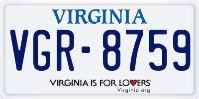 VA license plate VGR8759