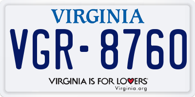 VA license plate VGR8760
