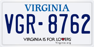 VA license plate VGR8762