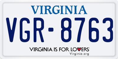 VA license plate VGR8763