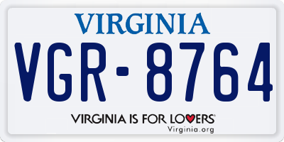 VA license plate VGR8764