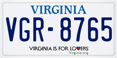 VA license plate VGR8765