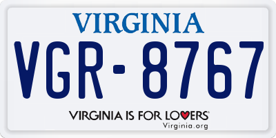 VA license plate VGR8767