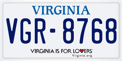 VA license plate VGR8768